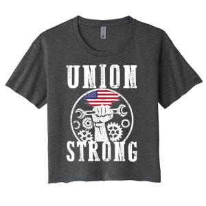 American Labor Day Holiday Union Strong Workers September Gift Women's Crop Top Tee