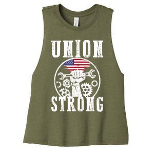 American Labor Day Holiday Union Strong Workers September Gift Women's Racerback Cropped Tank