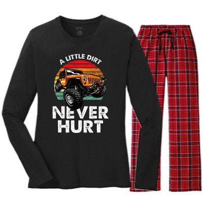 A Little Dirt Never Hurt Offroad Mudding Women's Long Sleeve Flannel Pajama Set 