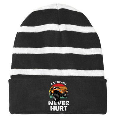 A Little Dirt Never Hurt Offroad Mudding Striped Beanie with Solid Band