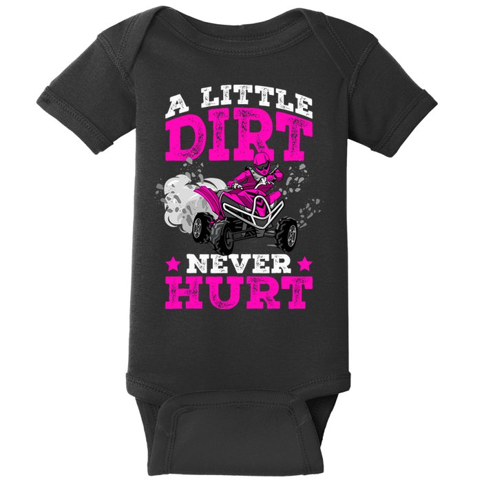 A Little Dirt Never Hurt 4 Wheeler Atv Quad Girl Baby Bodysuit