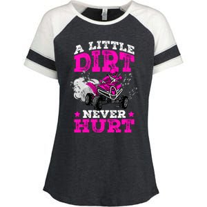 A Little Dirt Never Hurt 4 Wheeler Atv Quad Girl Enza Ladies Jersey Colorblock Tee