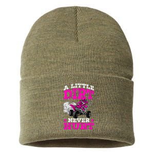 A Little Dirt Never Hurt 4 Wheeler Atv Quad Girl Sustainable Knit Beanie