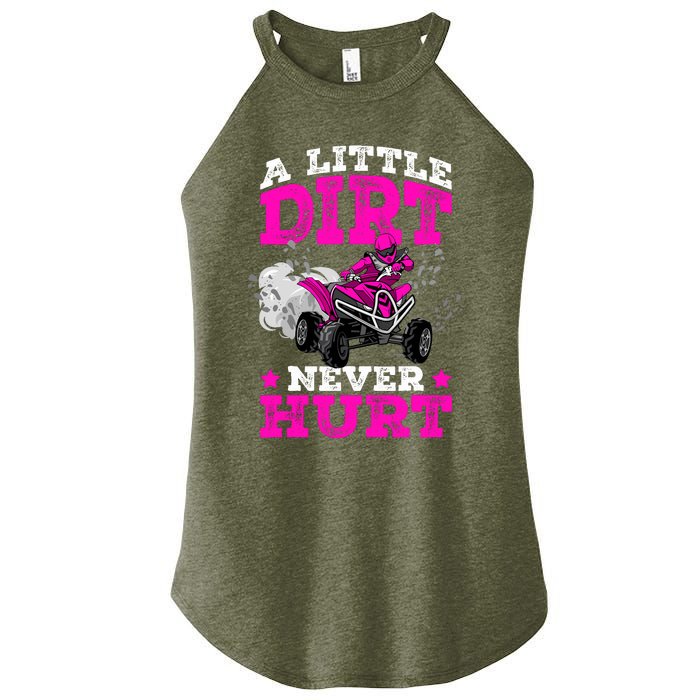 A Little Dirt Never Hurt 4 Wheeler Atv Quad Girl Women's Perfect Tri Rocker Tank