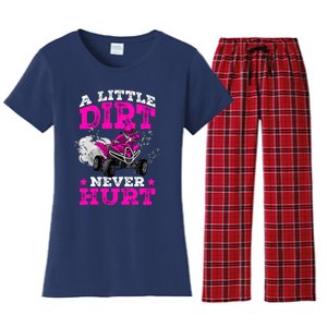 A Little Dirt Never Hurt 4 Wheeler Atv Quad Girl Women's Flannel Pajama Set