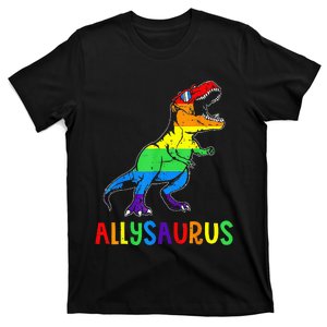 Allysaurus LGBT Dinosaur Rainbow Flag Ally LGBT Pride T-Shirt