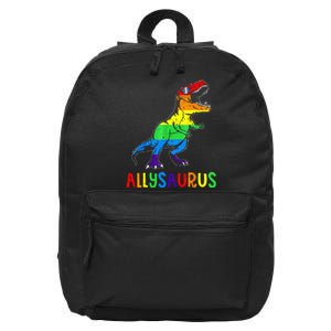 Allysaurus LGBT Dinosaur Rainbow Flag Ally LGBT Pride 16 in Basic Backpack