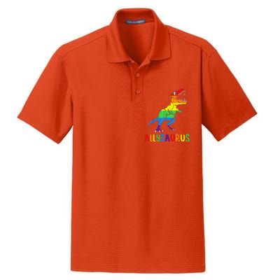 Allysaurus Lgbt Dinosaur Rainbow Flag Ally Lgbt Pride Dry Zone Grid Polo