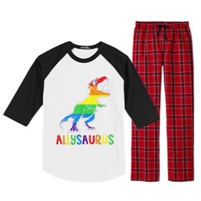 Allysaurus Lgbt Dinosaur Rainbow Flag Ally Lgbt Pride Raglan Sleeve Pajama Set