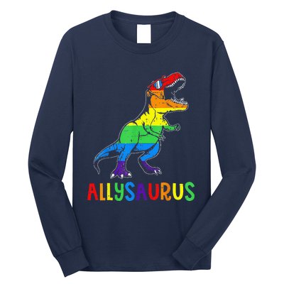 Allysaurus Lgbt Dinosaur Rainbow Flag Ally Lgbt Pride Long Sleeve Shirt