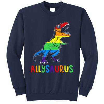 Allysaurus Lgbt Dinosaur Rainbow Flag Ally Lgbt Pride Sweatshirt