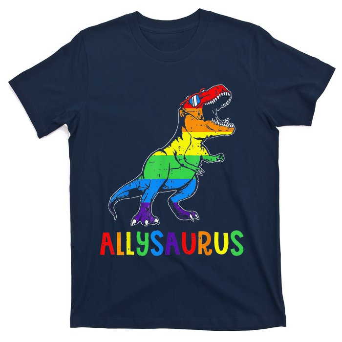 Allysaurus Lgbt Dinosaur Rainbow Flag Ally Lgbt Pride T-Shirt