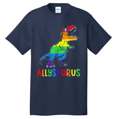 Allysaurus Lgbt Dinosaur Rainbow Flag Ally Lgbt Pride Tall T-Shirt