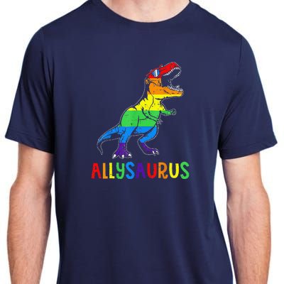 Allysaurus Lgbt Dinosaur Rainbow Flag Ally Lgbt Pride Adult ChromaSoft Performance T-Shirt