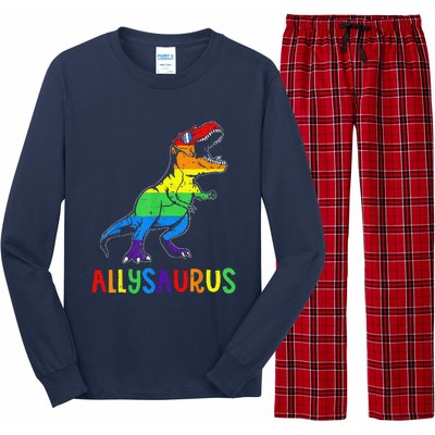 Allysaurus Lgbt Dinosaur Rainbow Flag Ally Lgbt Pride Long Sleeve Pajama Set