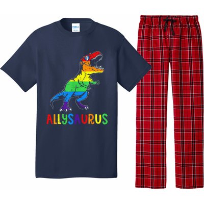 Allysaurus Lgbt Dinosaur Rainbow Flag Ally Lgbt Pride Pajama Set