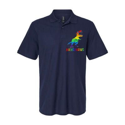 Allysaurus Lgbt Dinosaur Rainbow Flag Ally Lgbt Pride Softstyle Adult Sport Polo