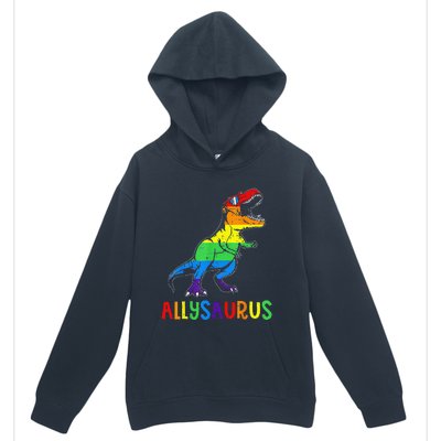 Allysaurus Lgbt Dinosaur Rainbow Flag Ally Lgbt Pride Urban Pullover Hoodie