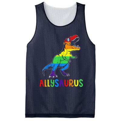 Allysaurus Lgbt Dinosaur Rainbow Flag Ally Lgbt Pride Mesh Reversible Basketball Jersey Tank