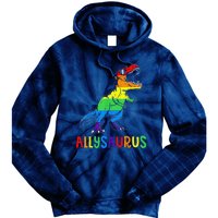 Allysaurus Lgbt Dinosaur Rainbow Flag Ally Lgbt Pride Tie Dye Hoodie