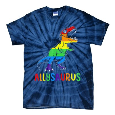 Allysaurus Lgbt Dinosaur Rainbow Flag Ally Lgbt Pride Tie-Dye T-Shirt