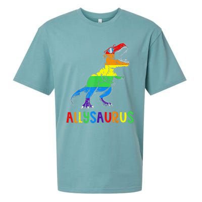 Allysaurus Lgbt Dinosaur Rainbow Flag Ally Lgbt Pride Sueded Cloud Jersey T-Shirt