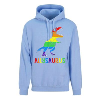 Allysaurus Lgbt Dinosaur Rainbow Flag Ally Lgbt Pride Unisex Surf Hoodie