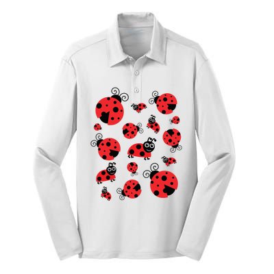 Adorable Ladybugs Everywhere Silk Touch Performance Long Sleeve Polo