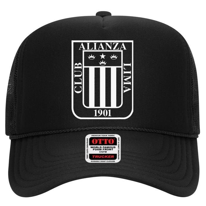 Alianza Lima Escudo Blanco High Crown Mesh Back Trucker Hat