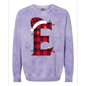 Awesome Letter E Initial Name Buffalo Plaid Christmas Pajama Colorblast Crewneck Sweatshirt