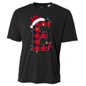 Awesome Letter E Initial Name Buffalo Plaid Christmas Pajama Cooling Performance Crew T-Shirt