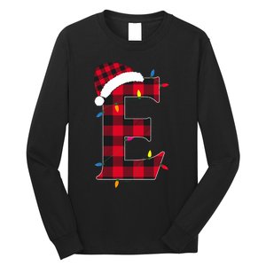 Awesome Letter E Initial Name Buffalo Plaid Christmas Pajama Long Sleeve Shirt