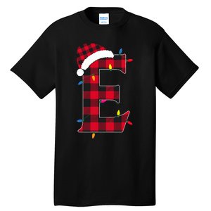 Awesome Letter E Initial Name Buffalo Plaid Christmas Pajama Tall T-Shirt