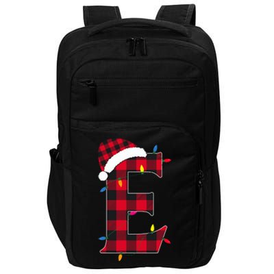 Awesome Letter E Initial Name Buffalo Plaid Christmas Pajama Impact Tech Backpack