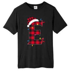 Awesome Letter E Initial Name Buffalo Plaid Christmas Pajama Tall Fusion ChromaSoft Performance T-Shirt