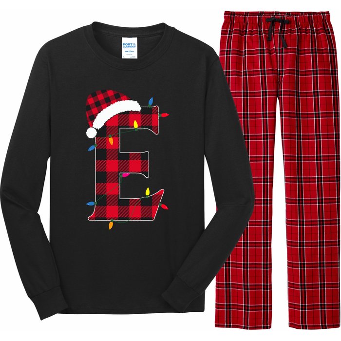 Awesome Letter E Initial Name Buffalo Plaid Christmas Pajama Long Sleeve Pajama Set