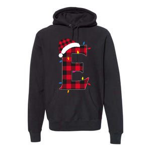 Awesome Letter E Initial Name Buffalo Plaid Christmas Pajama Premium Hoodie