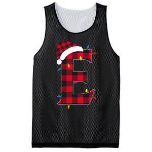 Awesome Letter E Initial Name Buffalo Plaid Christmas Pajama Mesh Reversible Basketball Jersey Tank