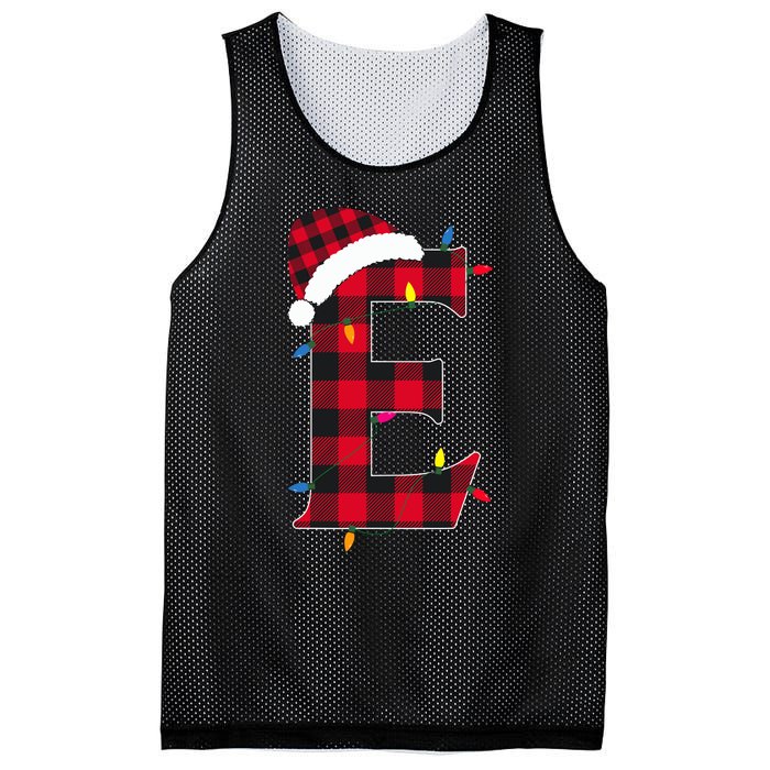 Awesome Letter E Initial Name Buffalo Plaid Christmas Pajama Mesh Reversible Basketball Jersey Tank