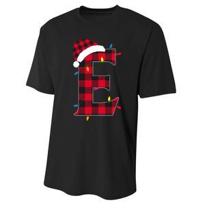 Awesome Letter E Initial Name Buffalo Plaid Christmas Pajama Performance Sprint T-Shirt