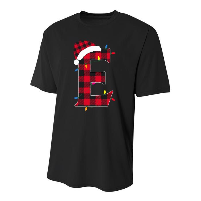 Awesome Letter E Initial Name Buffalo Plaid Christmas Pajama Youth Performance Sprint T-Shirt