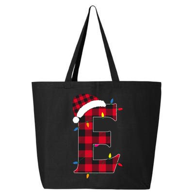 Awesome Letter E Initial Name Buffalo Plaid Christmas Pajama 25L Jumbo Tote