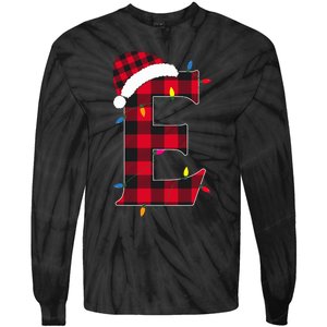 Awesome Letter E Initial Name Buffalo Plaid Christmas Pajama Tie-Dye Long Sleeve Shirt