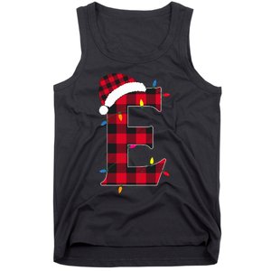 Awesome Letter E Initial Name Buffalo Plaid Christmas Pajama Tank Top