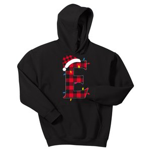 Awesome Letter E Initial Name Buffalo Plaid Christmas Pajama Kids Hoodie