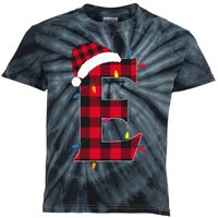 Awesome Letter E Initial Name Buffalo Plaid Christmas Pajama Kids Tie-Dye T-Shirt