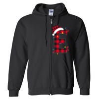 Awesome Letter E Initial Name Buffalo Plaid Christmas Pajama Full Zip Hoodie