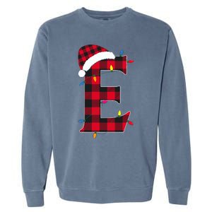 Awesome Letter E Initial Name Buffalo Plaid Christmas Pajama Garment-Dyed Sweatshirt