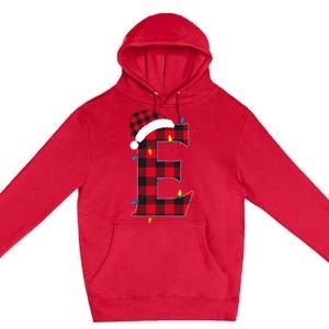 Awesome Letter E Initial Name Buffalo Plaid Christmas Pajama Premium Pullover Hoodie