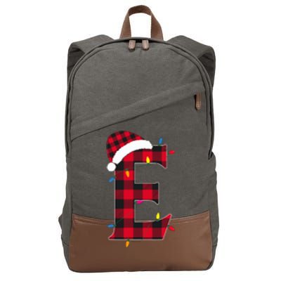 Awesome Letter E Initial Name Buffalo Plaid Christmas Pajama Cotton Canvas Backpack